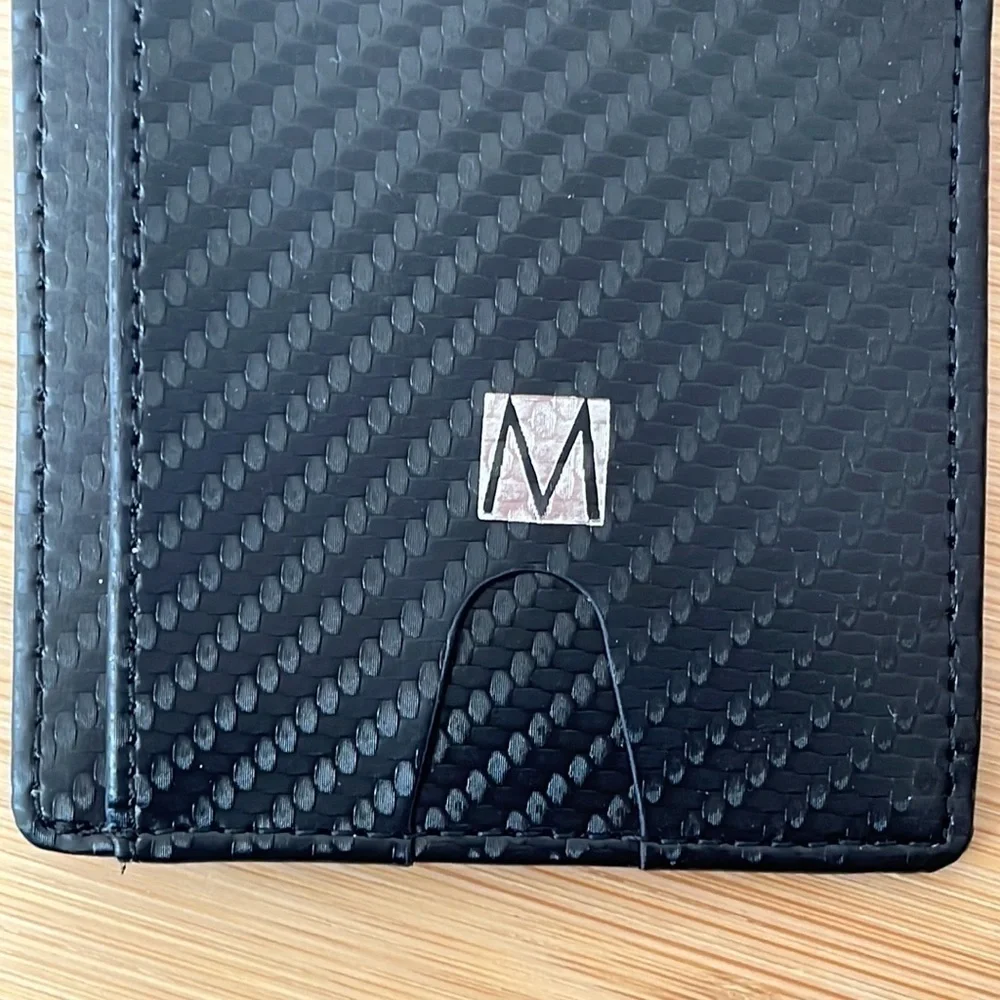 Brand New Montableu Handcrafted Card Holder Slim Front Pocket Wallet Black